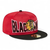 Chicago Blackhawks Red and Black Satin NHL New Era 59FIFTY Fitted Hat