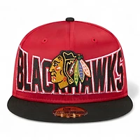 Chicago Blackhawks Red and Black Satin NHL New Era 59FIFTY Fitted Hat