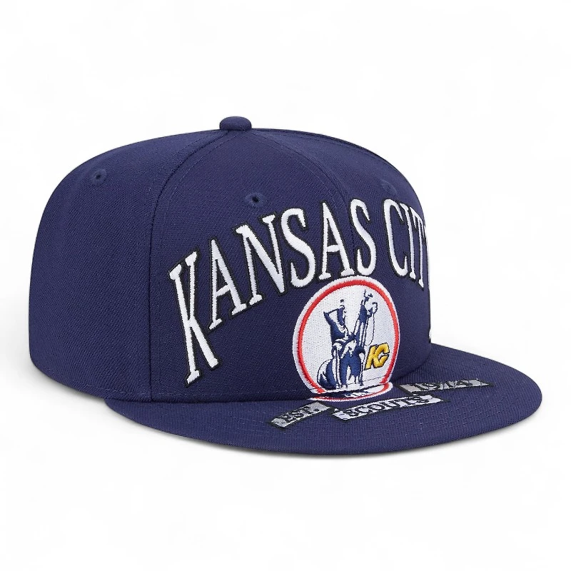 Kansas City Scouts Navy Oversized Logo NHL New Era 59FIFTY Fitted Hat