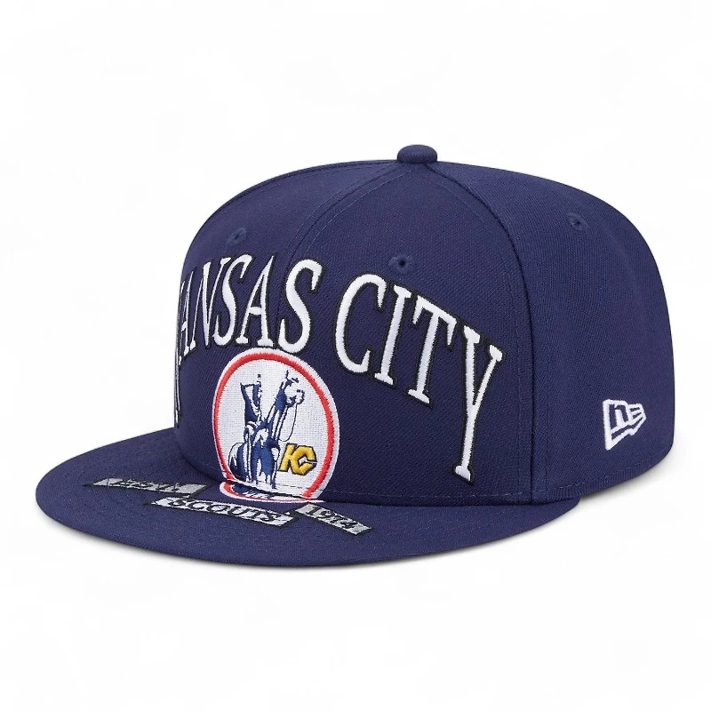 Kansas City Scouts Navy Oversized Logo NHL New Era 59FIFTY Fitted Hat