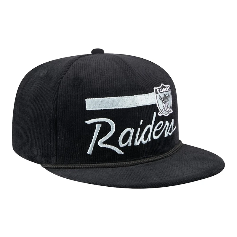 Las Vegas Raiders Black Corudroy Rope New Era 9FIFTY Snapback Hat