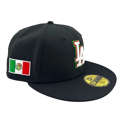Los Angeles Dodgers Black Mexico Flag Patch Grey UV New Era 59FIFTY Fitted Hat