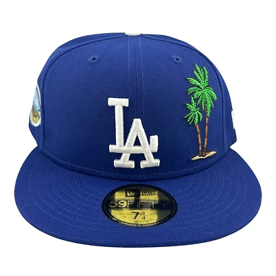 Los Angeles Dodgers Royal Blue Palm Tree 50th Anniversary Patch Grey UV New Era 59FIFTY Fitted Hat