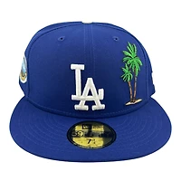 Los Angeles Dodgers Royal Blue Palm Tree 50th Anniversary Patch Grey UV New Era 59FIFTY Fitted Hat