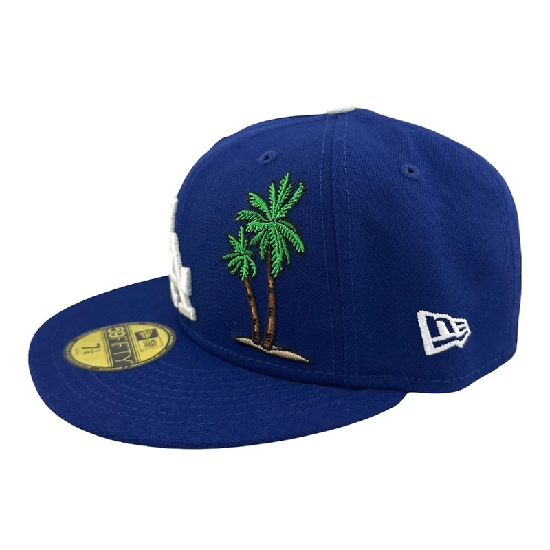 Los Angeles Dodgers Royal Blue Palm Tree 50th Anniversary Patch Grey UV New Era 59FIFTY Fitted Hat