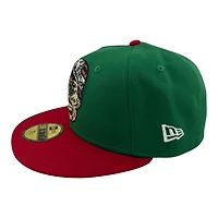 Los Angeles Dodgers Green and Red Skull Aztec Patch Grey UV New Era 59FIFTY Fitted Hat