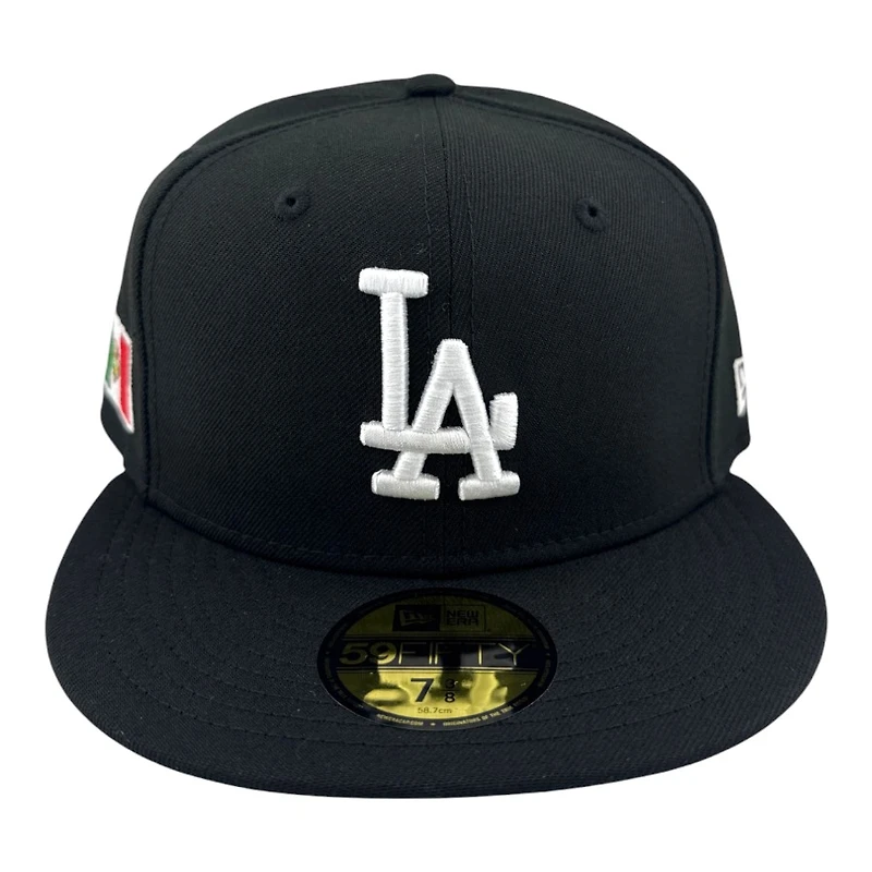 Los Angeles Dodgers Black and White Mexico Flag Patch Grey UV New Era 59FIFTY Fitted Hat
