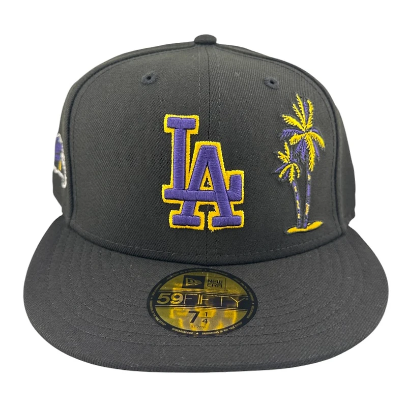 Los Angeles Dodgers Black Palm Tree and Lowrider Patch Purple UV New Era 59FIFTY Fitted Hat