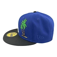 Los Angeles Dodgers Royal and Black Palm Tree 60th Anniversary Patch Grey UV New Era 59FIFTY Fitted Hat