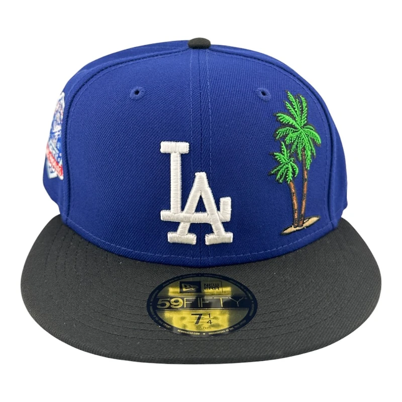 Los Angeles Dodgers Royal and Black Palm Tree 60th Anniversary Patch Grey UV New Era 59FIFTY Fitted Hat