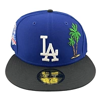Los Angeles Dodgers Royal and Black Palm Tree 60th Anniversary Patch Grey UV New Era 59FIFTY Fitted Hat