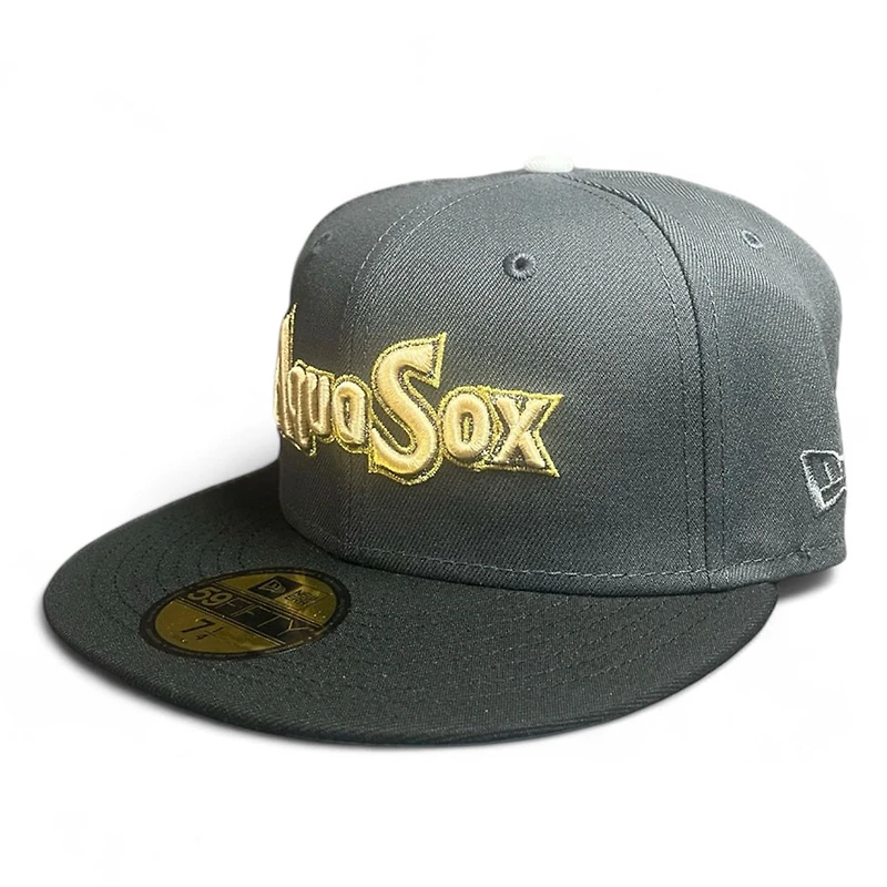 Everett AquaSox Graphite and Black 30th Anniversary Patch Sky Blue UV 59FIFTY Fitted Hat