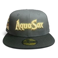 Everett AquaSox Graphite and Black 30th Anniversary Patch Sky Blue UV 59FIFTY Fitted Hat