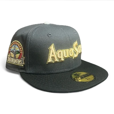 Everett AquaSox Graphite and Black 30th Anniversary Patch Sky Blue UV 59FIFTY Fitted Hat