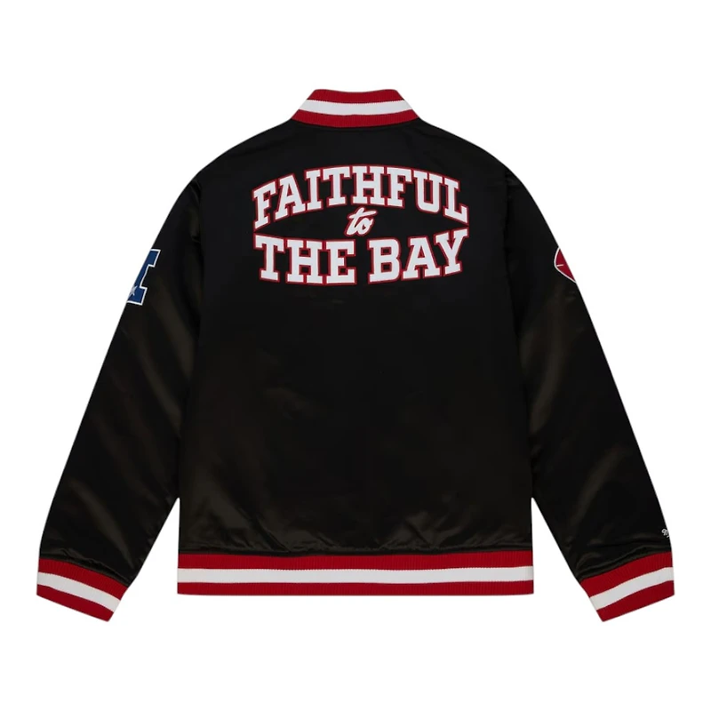 San Francisco 49ers Black "Faithful to the Bay" Heavyweight Mitchell & Ness Zip Up Satin Jacket