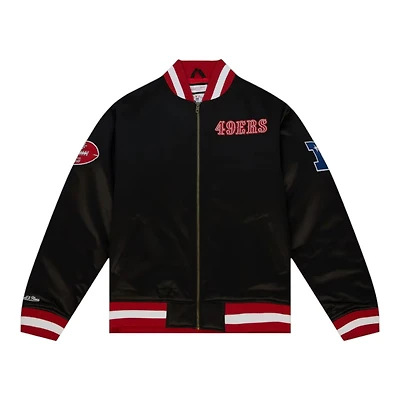 San Francisco 49ers Black "Faithful to the Bay" Heavyweight Mitchell & Ness Zip Up Satin Jacket