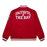San Francisco 49ers Scarlet Red "Faithful to the Bay" Heavyweight Mitchell & Ness Zip Up Satin Jacket