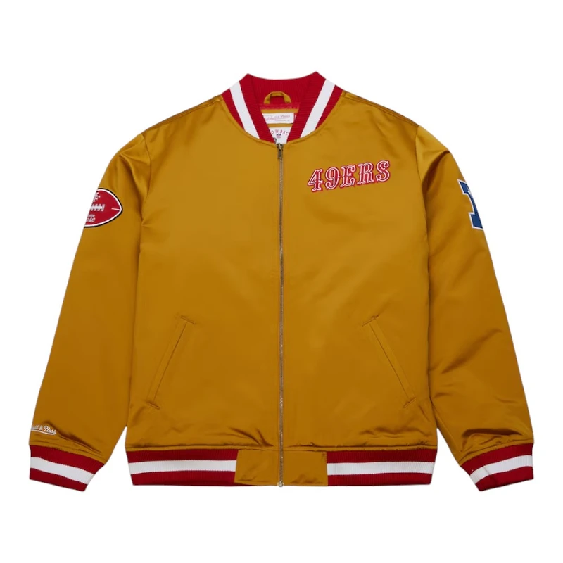 San Francisco 49ers Gold "Faithful to the Bay" Heavyweight Mitchell & Ness Zip Up Satin Jacket