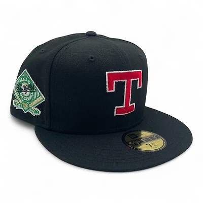Texas Rangers Black Arlington Stadium Patch Gray UV New Era 59FIFTY Fitted Hat