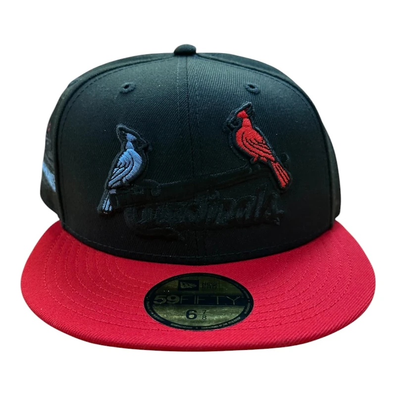 St. Louis Cardinals Black and Red Two Tone 2006 World Series Champions Patch Grey UV New Era 59FIFTY Fitted Hat