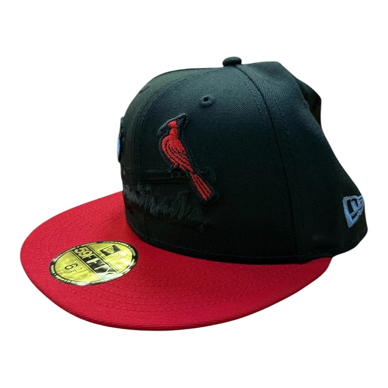 St. Louis Cardinals Black and Red Two Tone 2006 World Series Champions Patch Grey UV New Era 59FIFTY Fitted Hat