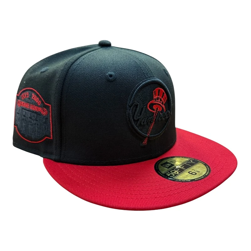 New York Yankees Black and Red Two Tone 2008 Yankee Stadium Patch Grey UV Era 59FIFTY Fitted Hat