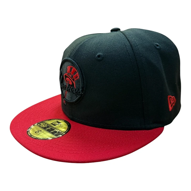 New York Yankees Black and Red Two Tone 2008 Yankee Stadium Patch Grey UV Era 59FIFTY Fitted Hat