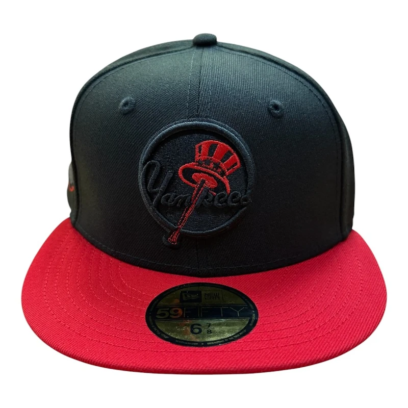 New York Yankees Black and Red Two Tone 2008 Yankee Stadium Patch Grey UV Era 59FIFTY Fitted Hat