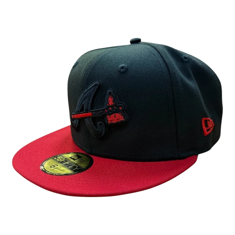 Atlanta Braves Black and Red Two Tone Turner Field Patch Grey UV New Era 59FIFTY Fitted Hat
