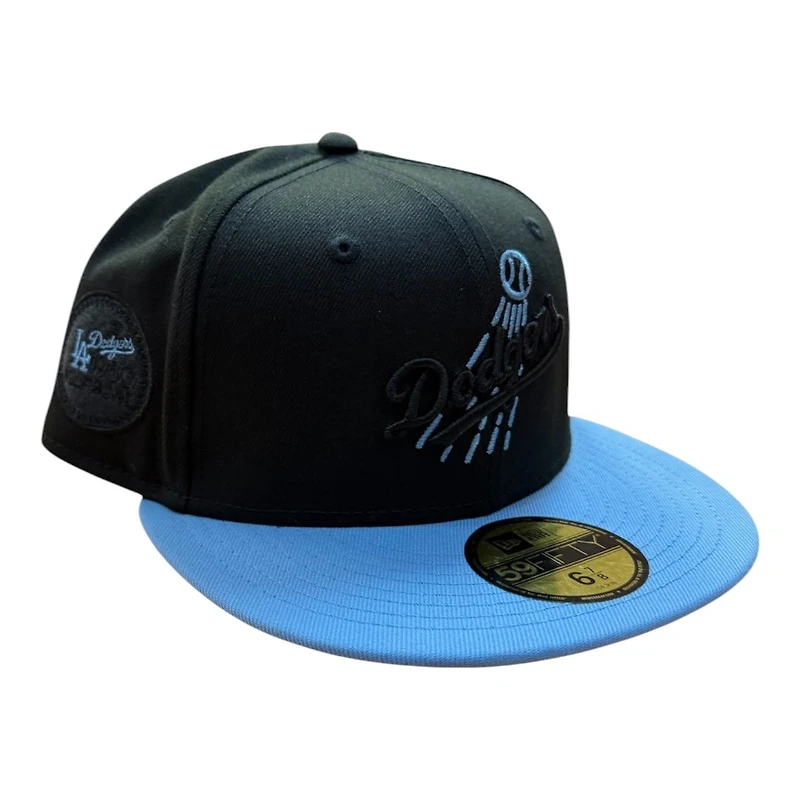 Los Angeles Dodgers Black and Light Blue Two Tone 1980 All Star Game Patch Grey UV New Era 59FIFTY Fitted Hat