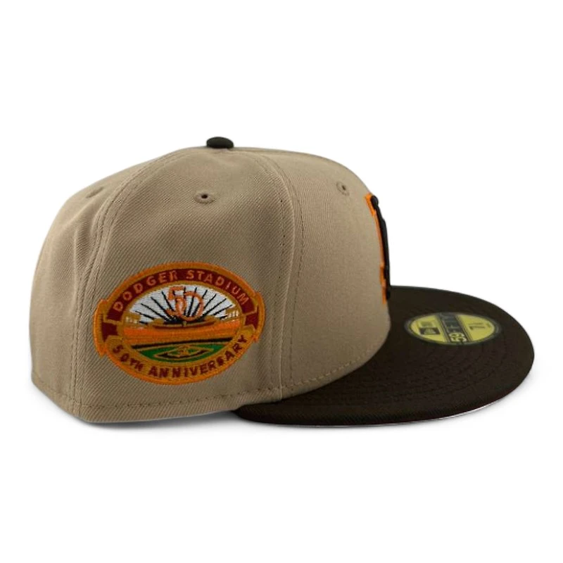 Los Angeles Dodgers Camel and Brown "Sparta" 50th Anniversary Patch Crimson UV New Era 59FIFTY Fitted Hat