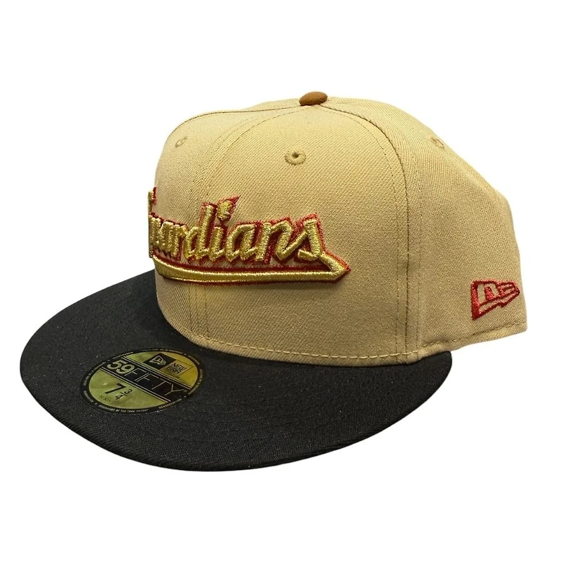 Cleveland Guardians Vegas Gold and Black Team Patch Grey UV New Era 59FIFTY Fitted Hat