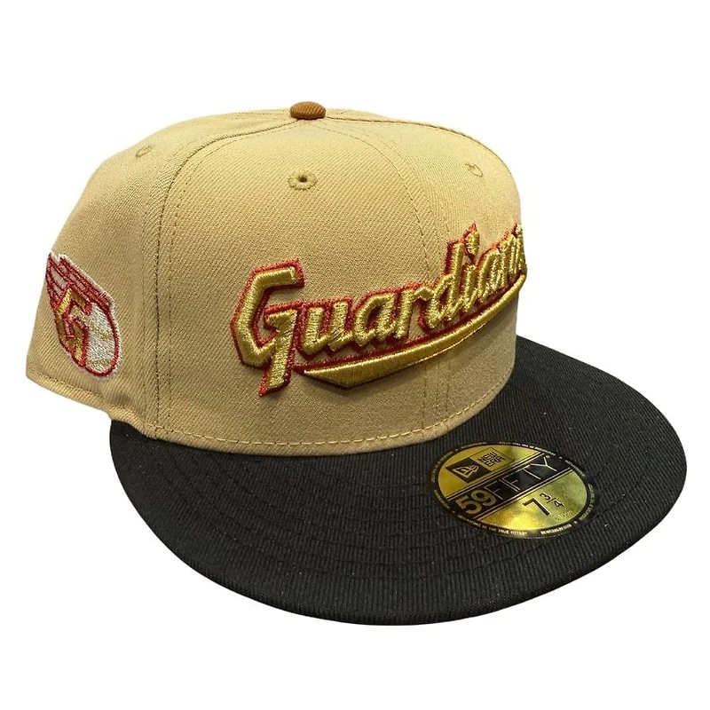 Cleveland Guardians Vegas Gold and Black Team Patch Grey UV New Era 59FIFTY Fitted Hat