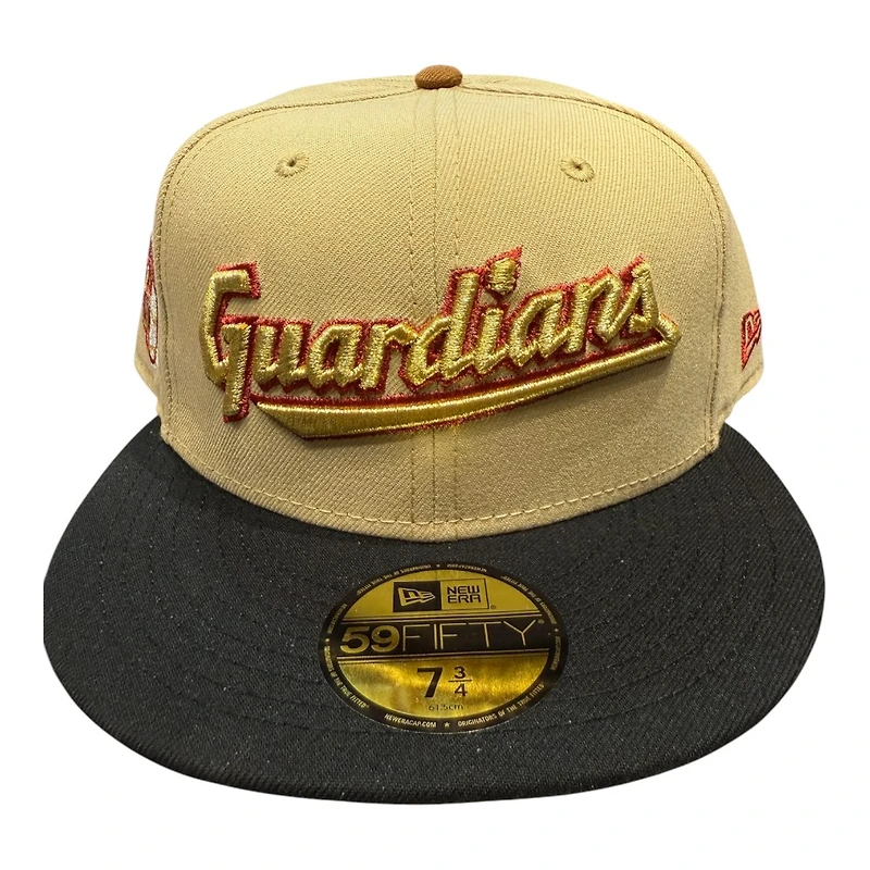 Cleveland Guardians Vegas Gold and Black Team Patch Grey UV New Era 59FIFTY Fitted Hat