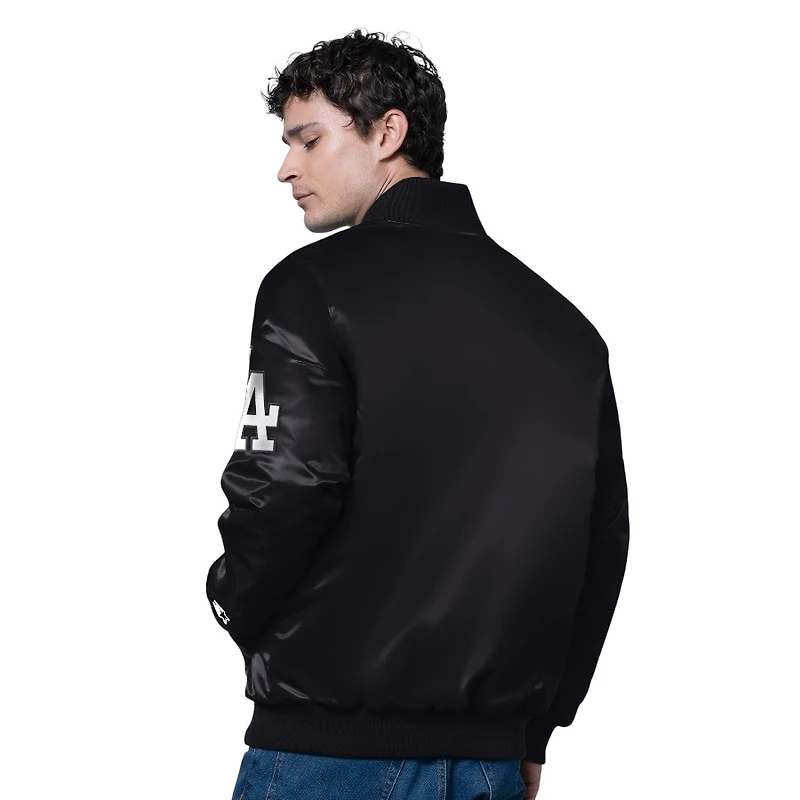 Los Angeles Dodgers Black Script G-III Starter Full Snap Satin Jacket