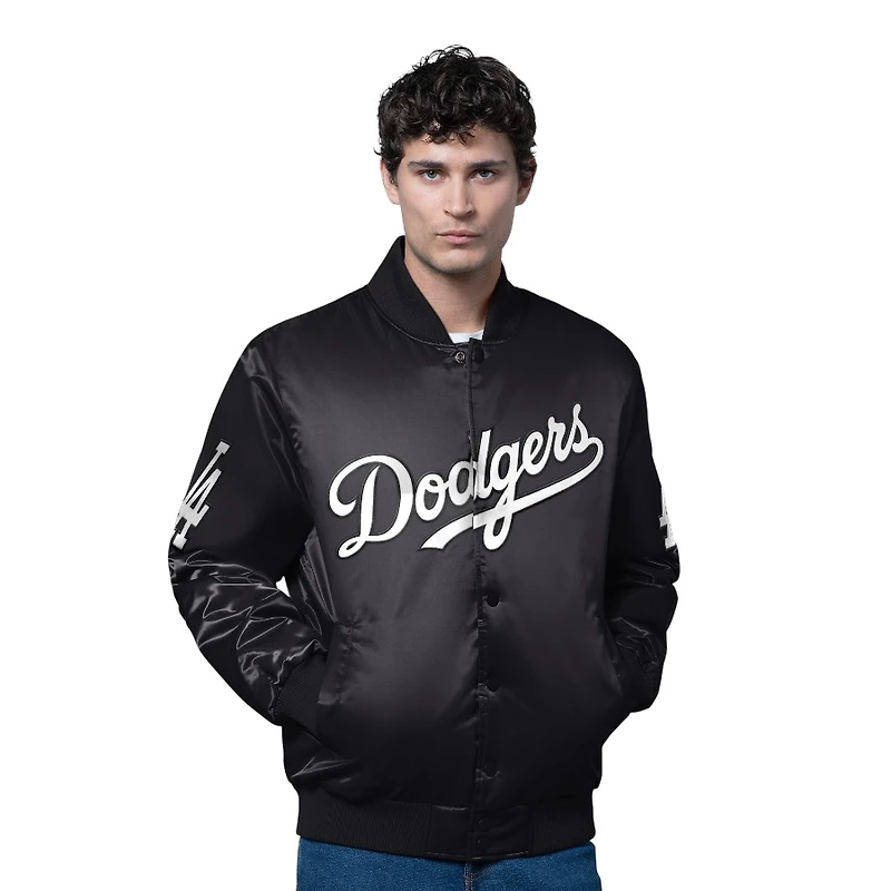 Los Angeles Dodgers Black Script G-III Starter Full Snap Satin Jacket
