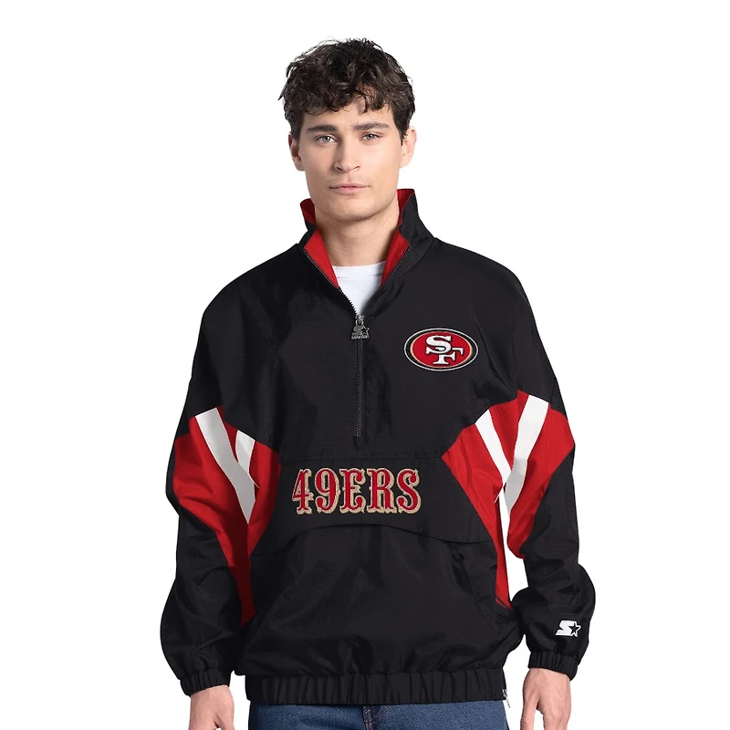 San Francisco 49ers Black Two Front Logos G-III Starter Quarter Zip Jacket