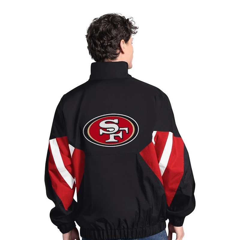 San Francisco 49ers Black Two Front Logos G-III Starter Quarter Zip Jacket