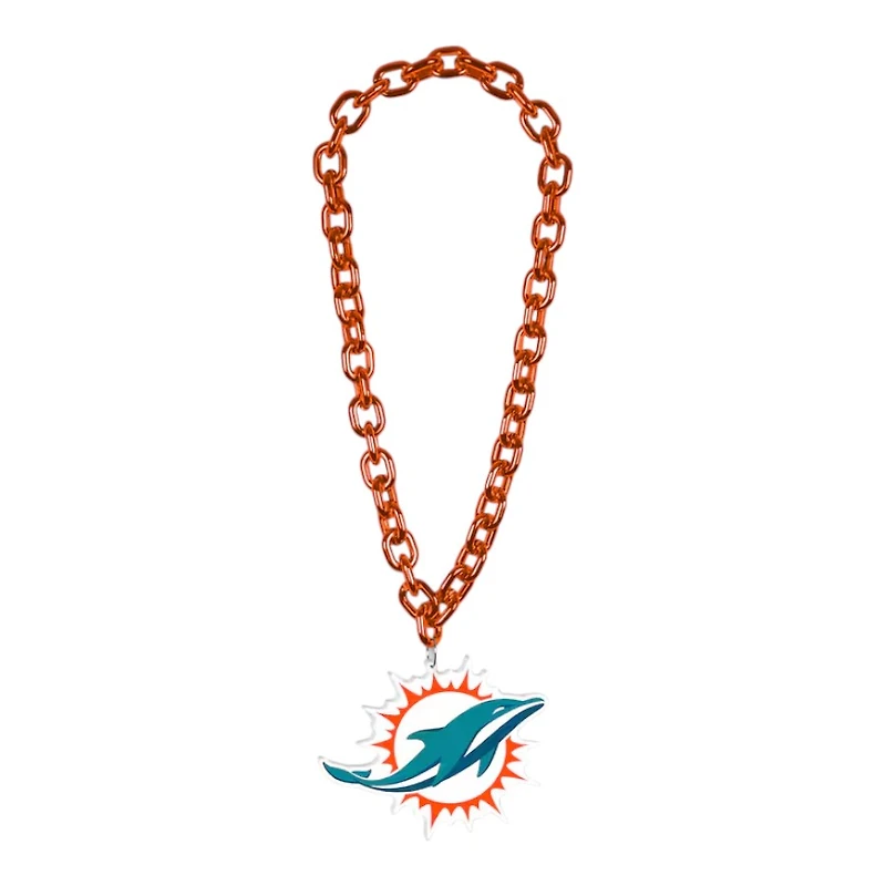 Miami Dolphins Orange Big Chain Logo WinCraft Plastic Necklace