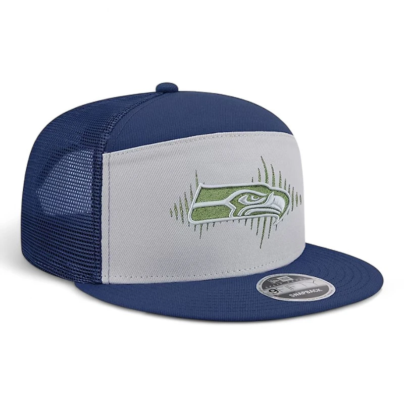 Seattle Seahawks Navy and Wolf Gray 2025 Rivalries Collection Team Split Panel New Era 9FIFTY Snapback Hat