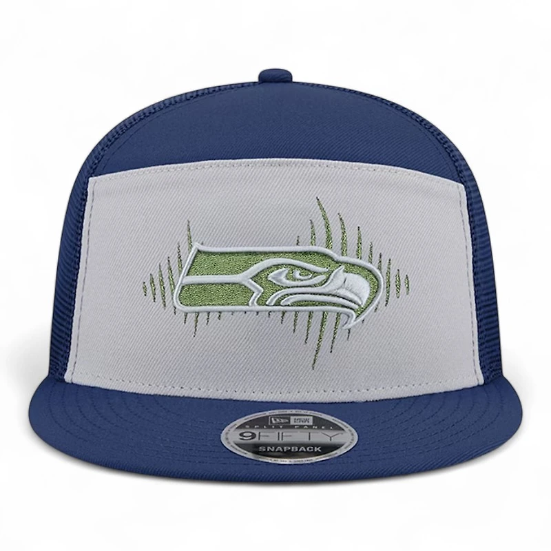 Seattle Seahawks Navy and Wolf Gray 2025 Rivalries Collection Team Split Panel New Era 9FIFTY Snapback Hat
