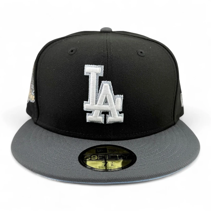 Los Angeles Dodgers Black and Graphite 2024 WS Champs Patch Icy Blue UV New Era 59FIFTY Fitted Hat