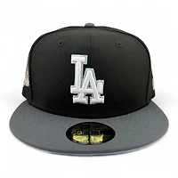 Los Angeles Dodgers Black and Graphite 2024 WS Champs Patch Icy Blue UV New Era 59FIFTY Fitted Hat