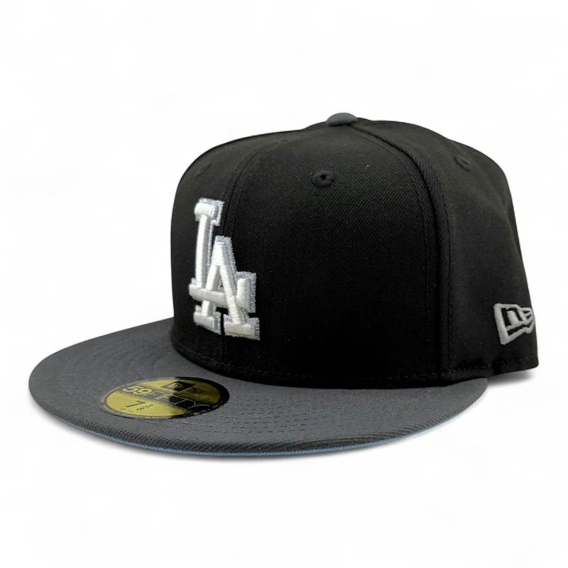 Los Angeles Dodgers Black and Graphite 2024 WS Champs Patch Icy Blue UV New Era 59FIFTY Fitted Hat