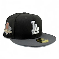 Los Angeles Dodgers Black and Graphite 2024 WS Champs Patch Icy Blue UV New Era 59FIFTY Fitted Hat