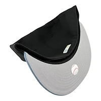 Los Angeles Dodgers Black and Baby Blue Script 2024 WS Champs Patch Grey UV New Era 59FIFTY Fitted Hat