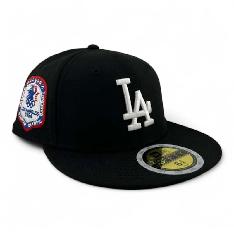 Kids Los Angeles Dodgers Black "Olympic Pack" 1984 Patch Green UV Custom New Era 59FIFTY Fitted Hat
