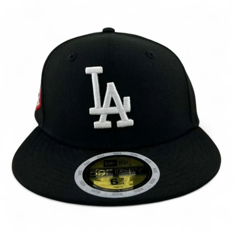 Kids Los Angeles Dodgers Black "Olympic Pack" 1984 Patch Green UV Custom New Era 59FIFTY Fitted Hat
