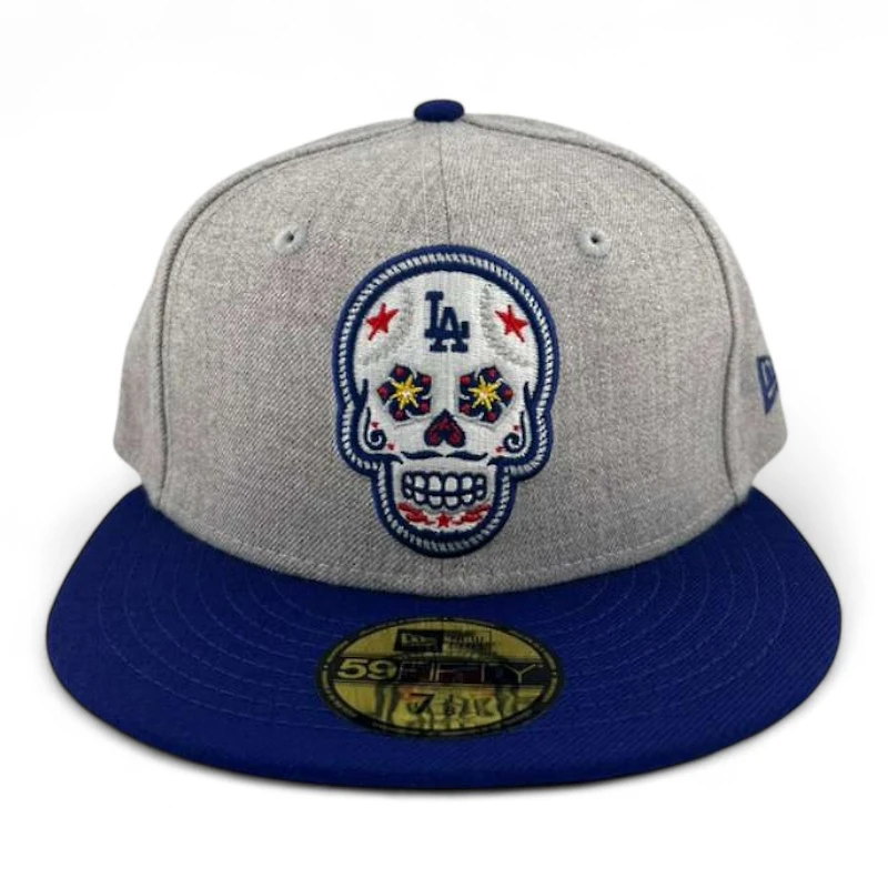 Los Angeles Dodgers Heather and Royal Blue "Dia De Muertos" Black UV New Era 59FIFTY Fitted Hat