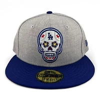 Los Angeles Dodgers Heather and Royal Blue "Dia De Muertos" Black UV New Era 59FIFTY Fitted Hat